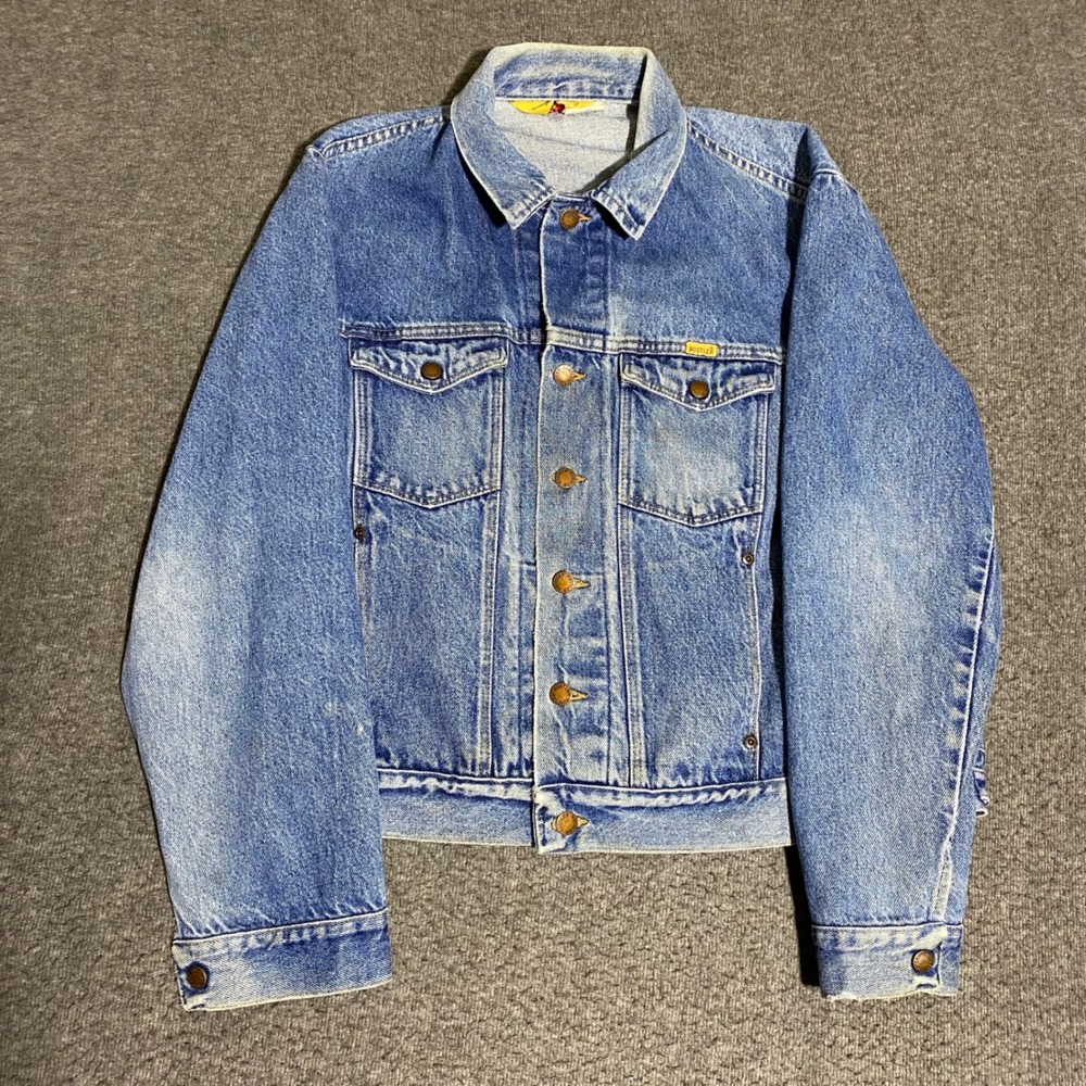Vintage Rustler Denim Trucker Jacket Mens XL Blue Faded Distressed Made in USA